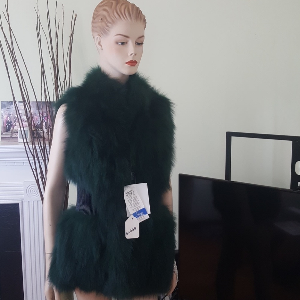 Fox Fur Vest with Leather Trim
